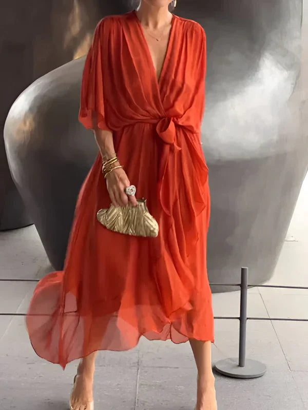 Monica | V Yaka Şifon Elbise