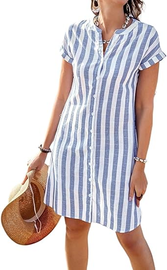 Martine Zarif Çizgili Gömlek Elbise