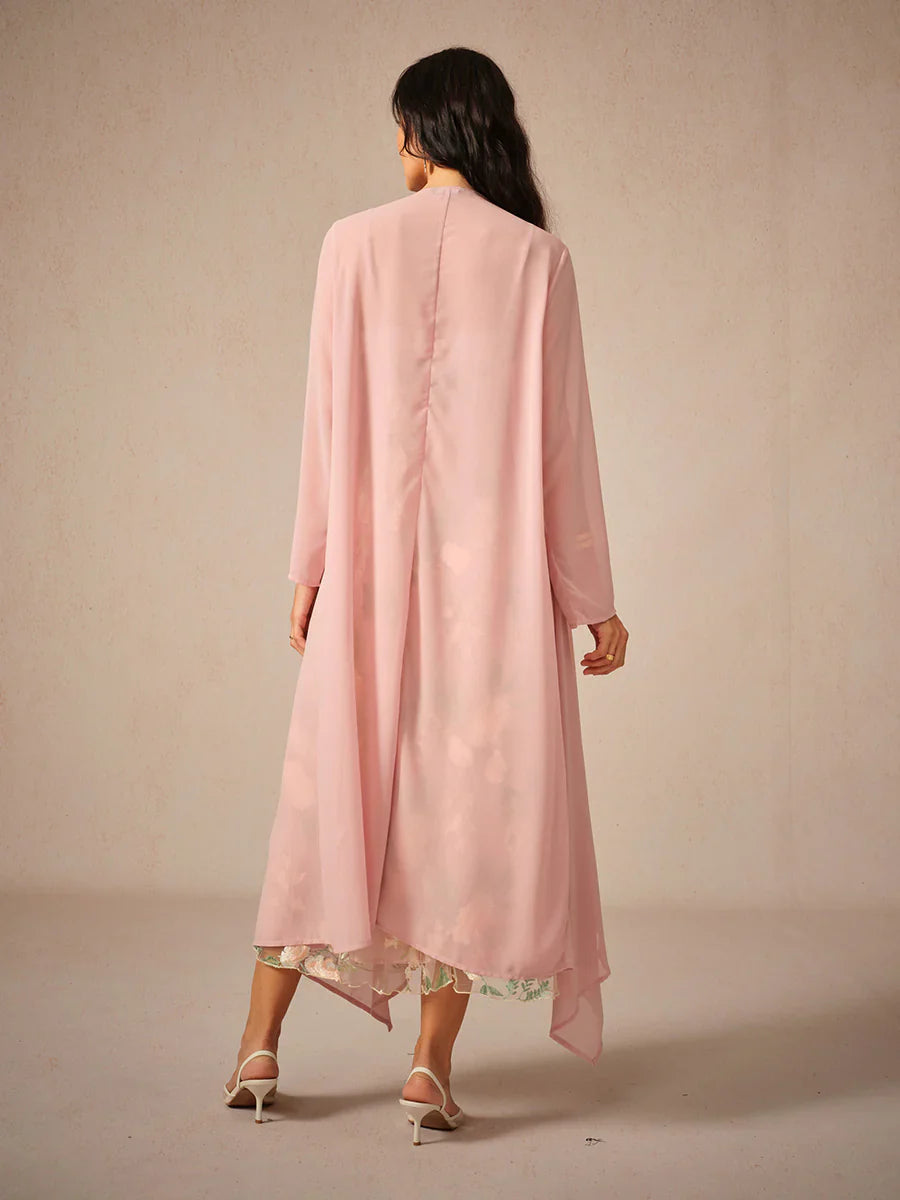 Nakış Detaylı Şifon ve Dantel Takım Set