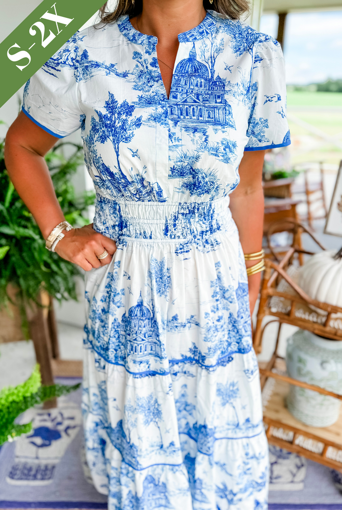 Eliza | Klasik Toile Maxi Elbise