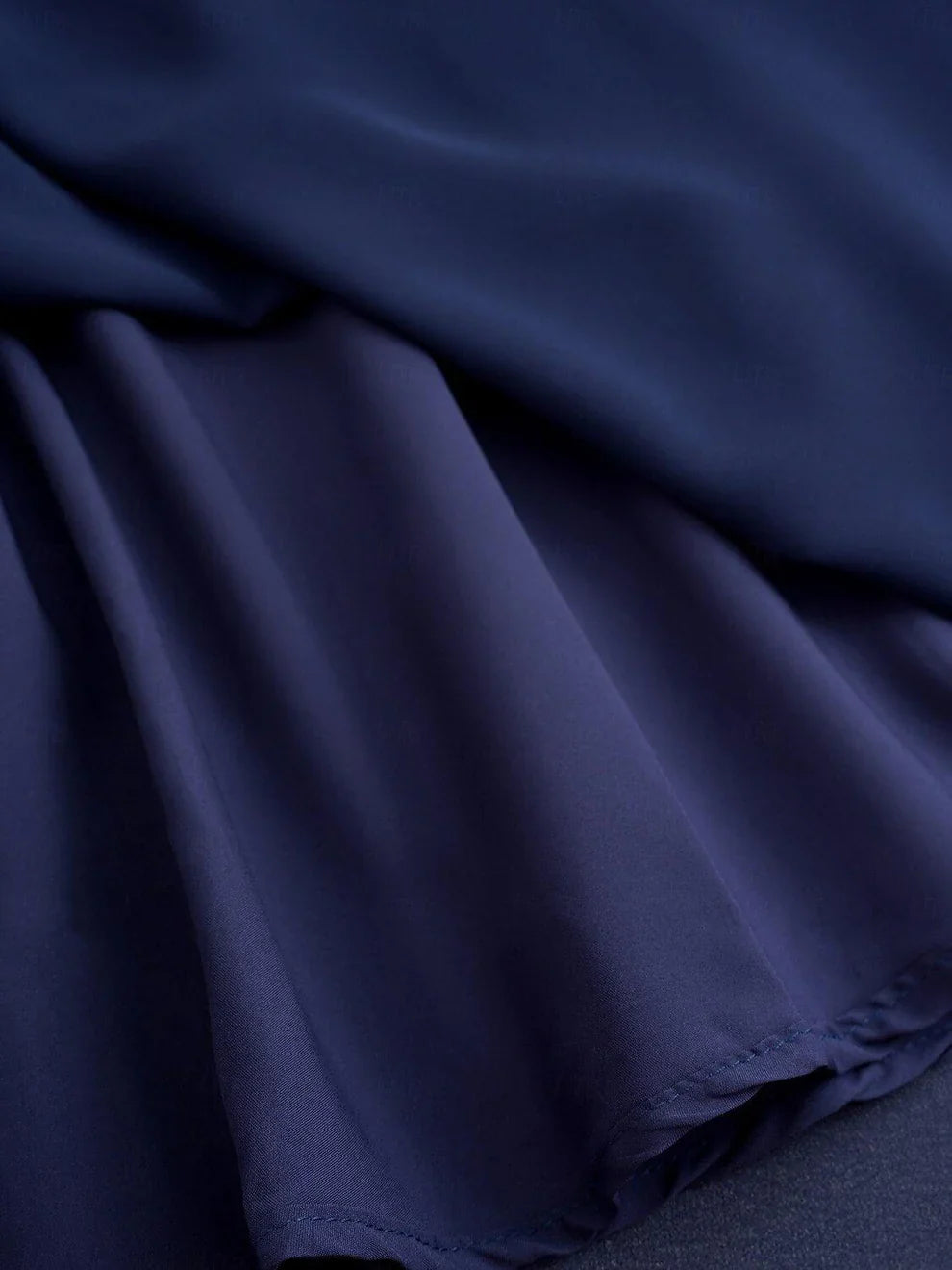 Mavi Şifon Elbise – Dantelli Fırfır Etek Uçları