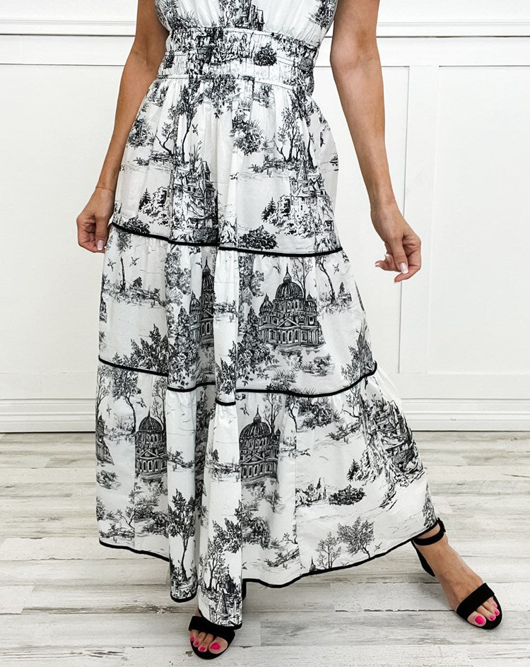 Eliza | Klasik Toile Maxi Elbise