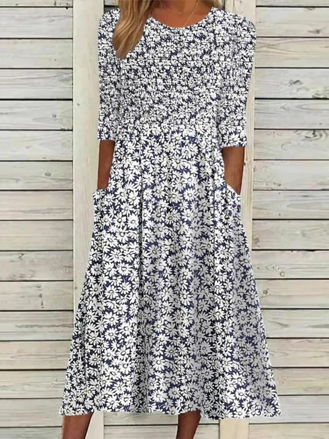 Joyce – Midi Dress with Floral Pockets