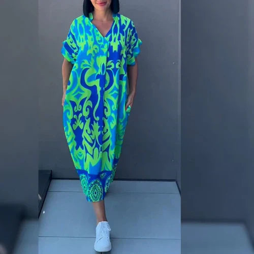 Carla – V-Neck Floral Print Dress