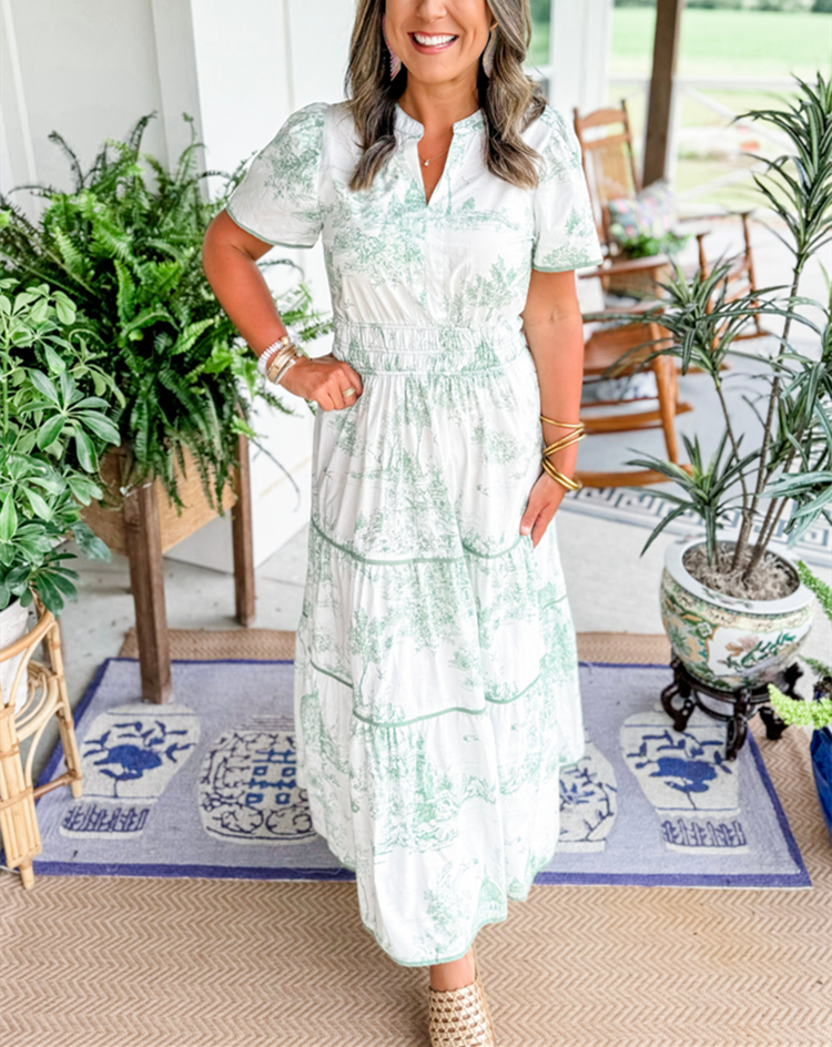 Eliza | Klasik Toile Maxi Elbise