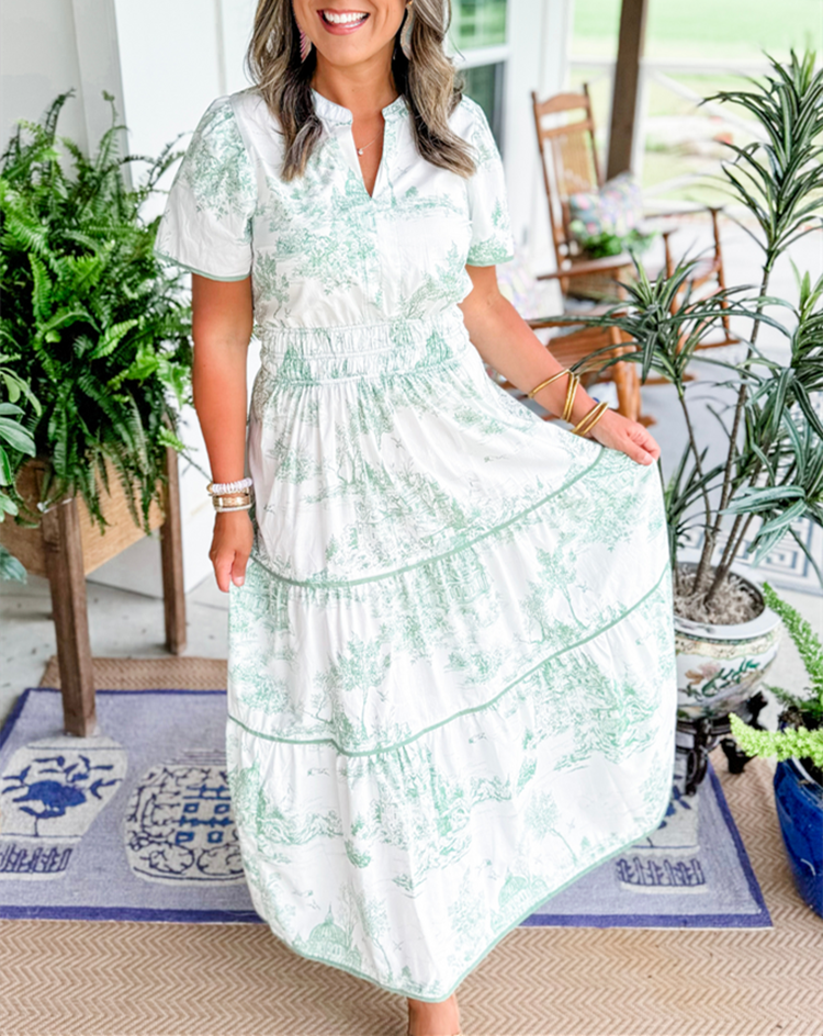 Eliza | Klasik Toile Maxi Elbise