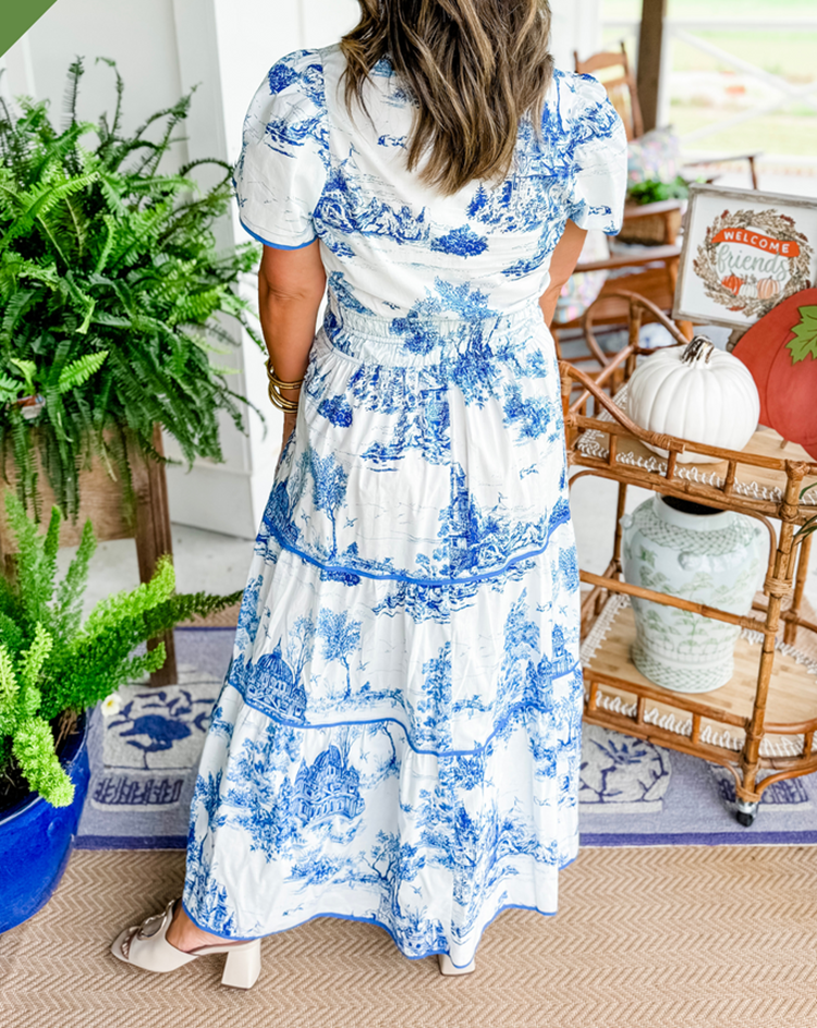 Eliza | Klasik Toile Maxi Elbise