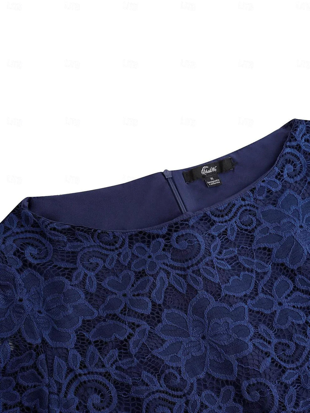 Mavi Şifon Elbise – Dantelli Fırfır Etek Uçları