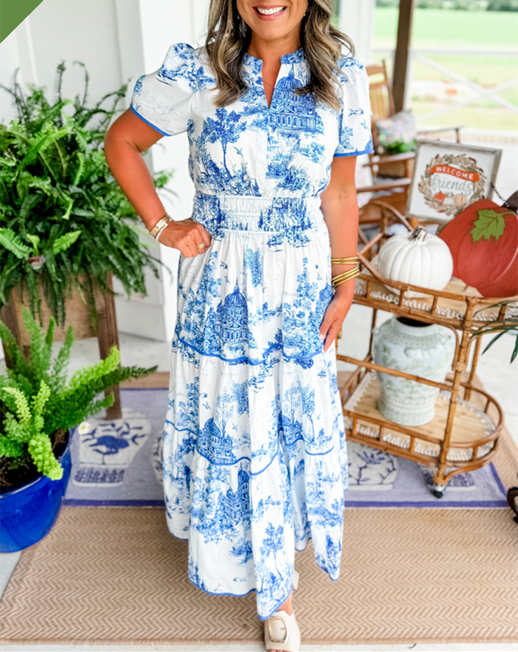 Eliza | Klasik Toile Maxi Elbise