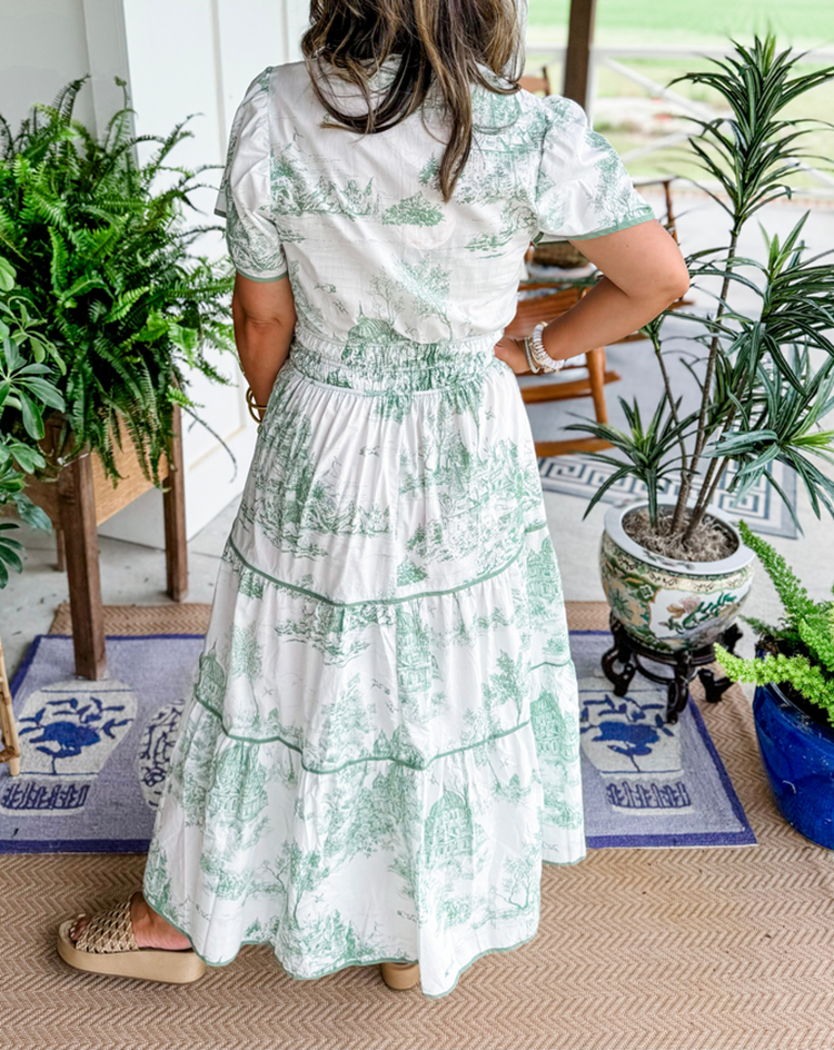 Eliza | Klasik Toile Maxi Elbise