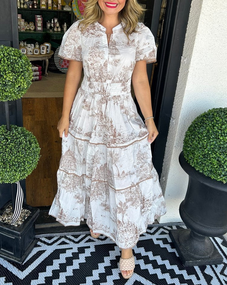 Eliza | Klasik Toile Maxi Elbise