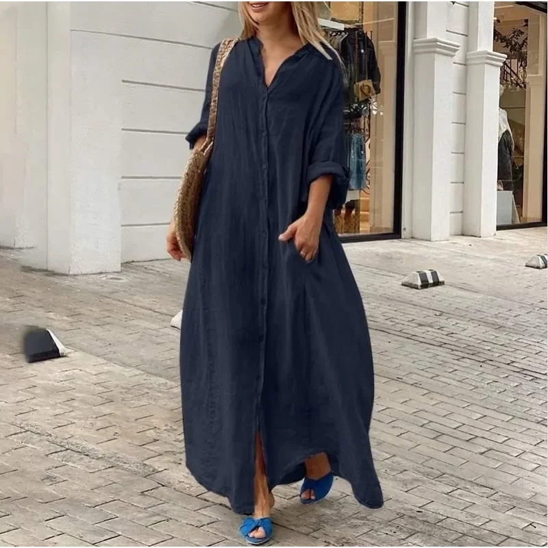 Luna | Oversize Keten Gömlek Elbise