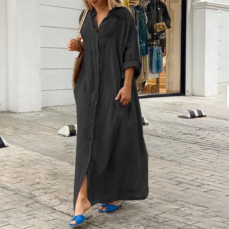 Luna | Oversize Keten Gömlek Elbise
