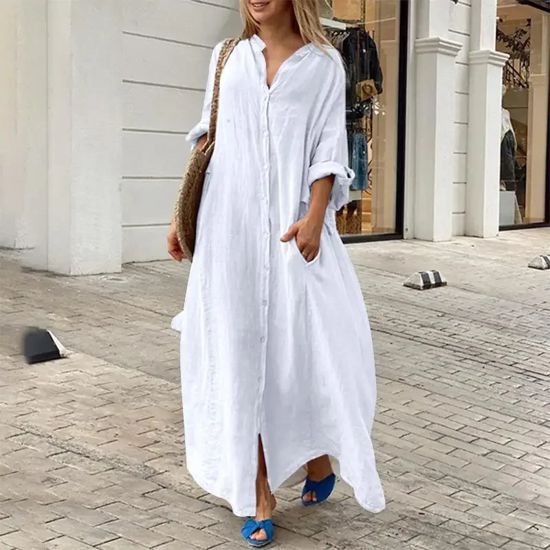 Luna | Oversize Keten Gömlek Elbise