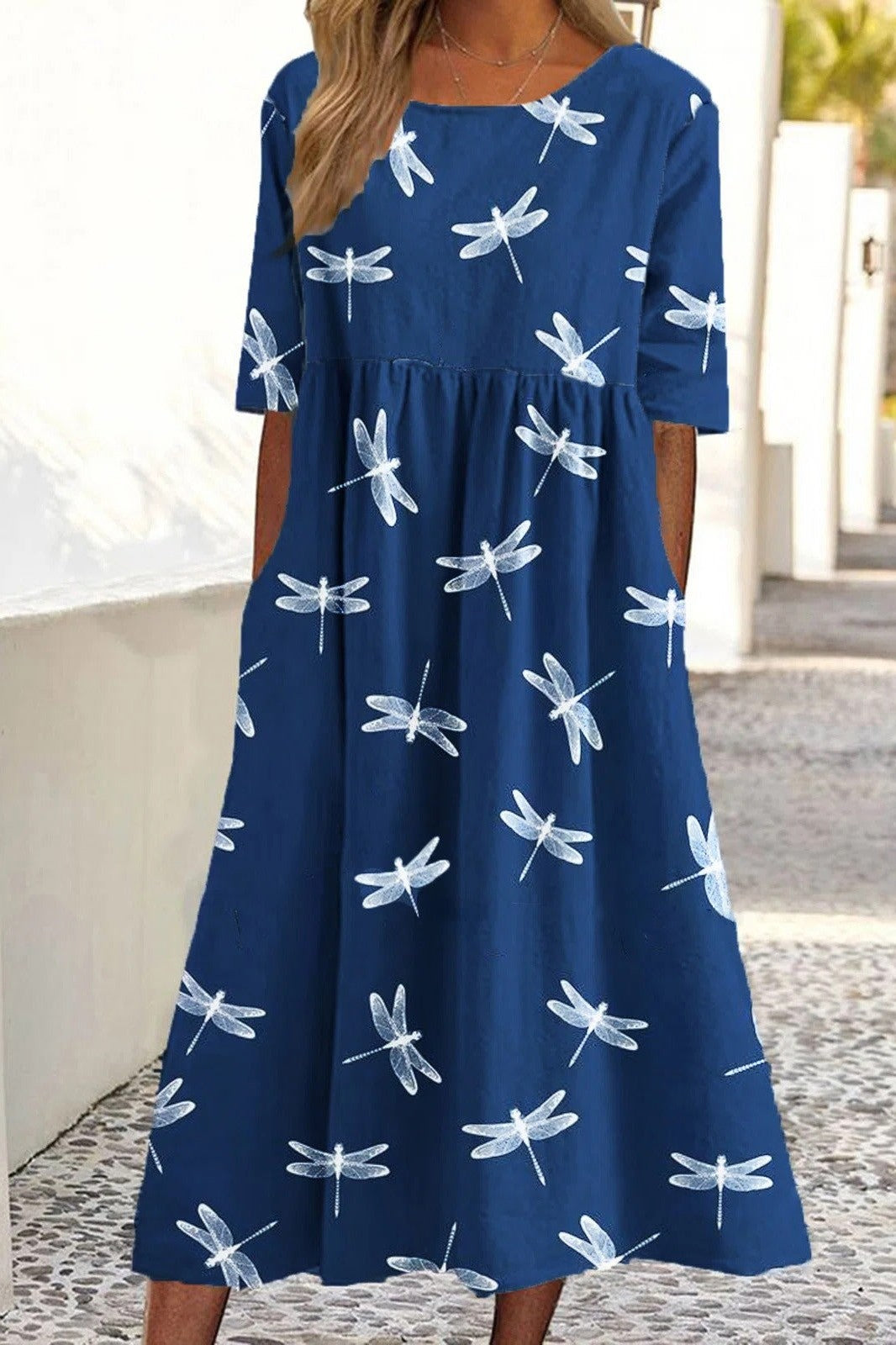 Cassandra – Midi Dress with Dragonfly Print