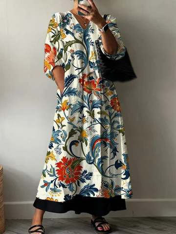 Şık Çiçek Desenli Elbise