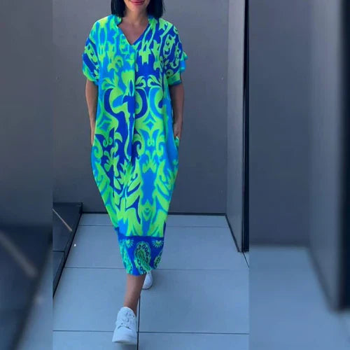 Carla – V-Neck Floral Print Dress