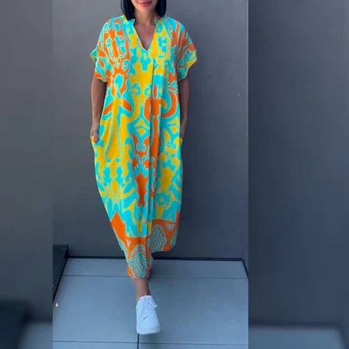 Carla – V-Neck Floral Print Dress